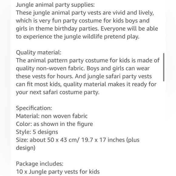 Jungle Animal Zoo Animal Costume Pretend Play Wildlife Jungle Safari Birthday - Picture 14 of 16